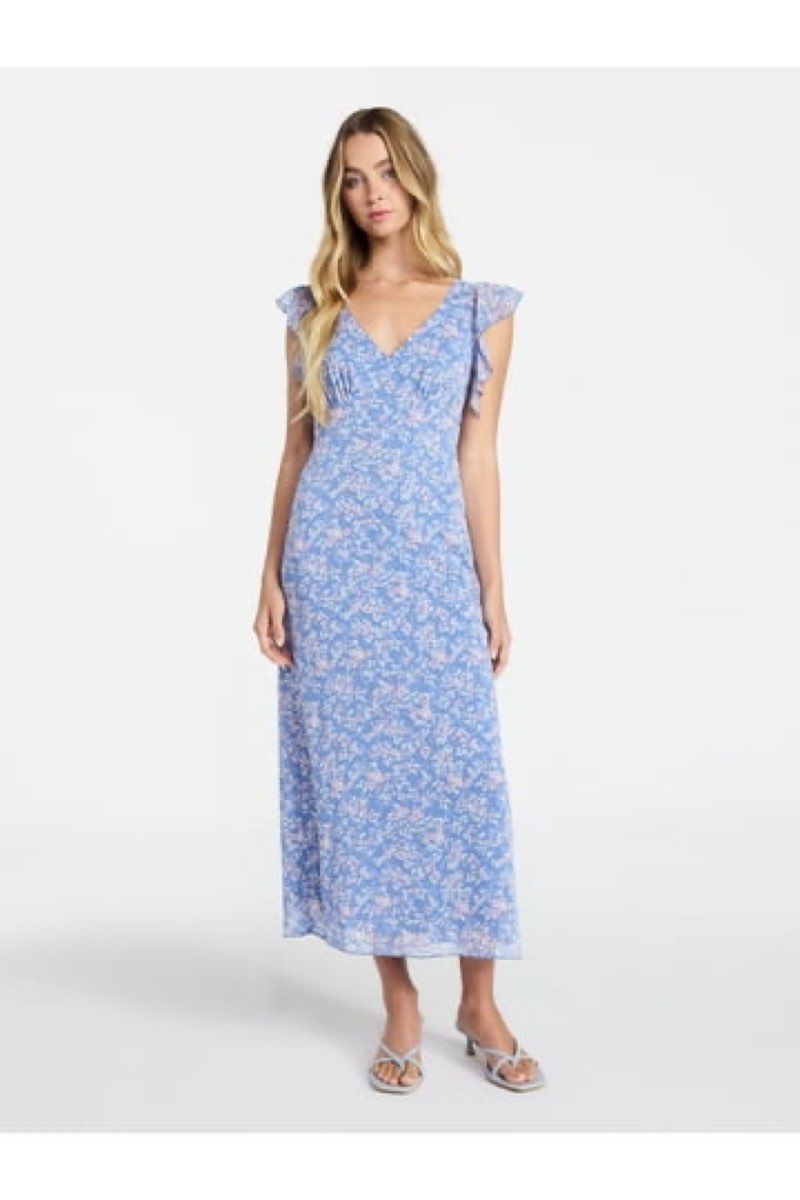 No Boundaries Blue Pink Floral Dress Size M
