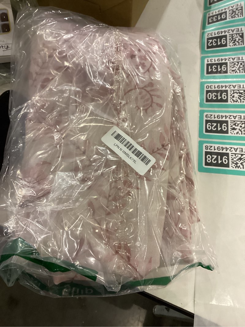 Condition photo showing New/Like New for Pink Floral Linen Curtains 45 Inch Length 2 Panels Set Patterned Semi Sheer Girls Bedroom Back Tab Rod Pocket Farmhouse Boho Short Cute Dusty Pink Blush Kitchen Cafe Window Curtain Drapes 52x45 Pink 52"W x 45"L (Pack of 2)