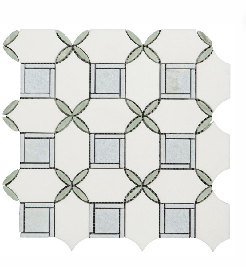  Water Jet - Novelty Marble Mosaic Wall & Floor Tile 5 piece 