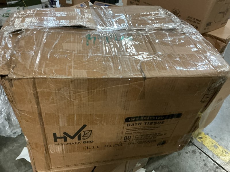 Condition photo showing New/Like New for highmark(r) 100% recycled 2-ply bath tissue, white, 550 sheets per roll, case of 80 rolls