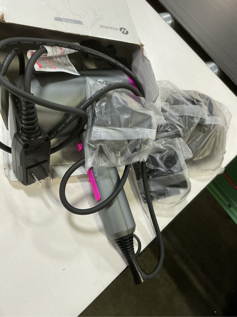 Condition photo showing Good Condition for slopehill professional ionic hair dryer, powerful 1800w fast drying low noise blow dryer with 2 concentrator nozzle 1 diffuser attachments for home salon travel grey