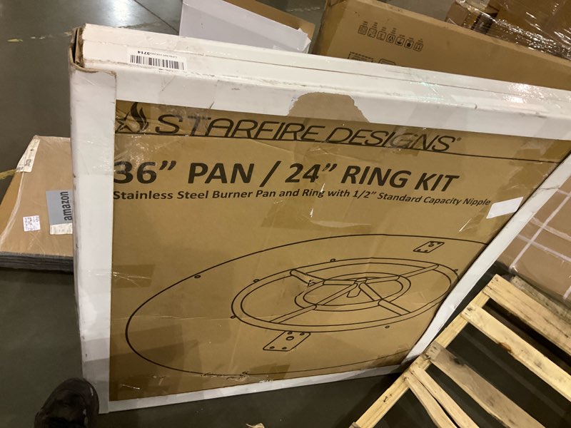 36” steel burner pan with 1/2” capacity nipple