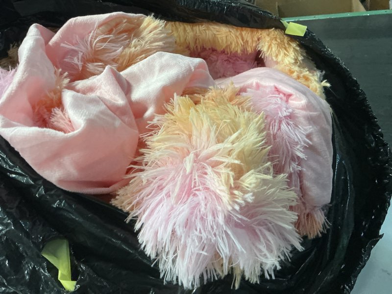 Condition photo showing As Is for perfemet orange fluffy comforter queen size 3 pieces colorful faux fur shaggy bedding set girls teen tie dye furry bedding ultra soft comfy velvet plush bed set(orange pink, queen) orange pink queen-3pcs