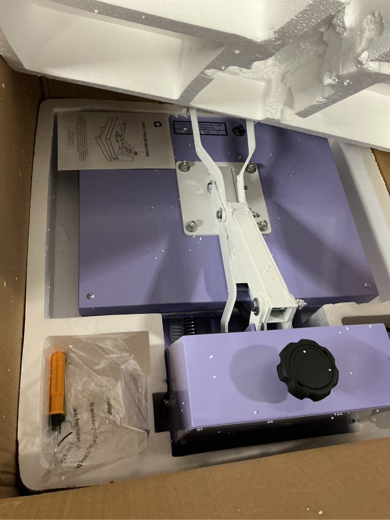 Condition photo showing Good Condition for 16x20 in Heat Press Machine, Large Operating Panel T-Shirts Heat Press, Fast Heating, Digital Sublimation Printer High Pressure Heat Press Machine for Clothes Canvas Bags Pillows Placemats Purple 16x20inch
