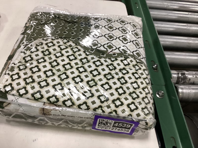 Condition photo showing New/Like New for great bay home reversible patchwork recliner chair cover - washable slipcover furniture protector with elastic straps - perfect for kids & pets - box-stitched detail (olive/brown) recliner patchwork - olive / brown