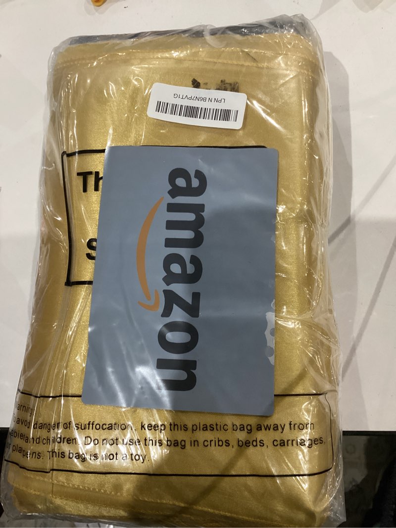 Condition photo showing Good Condition for Breling 24 Packs Black and Gold Disposable Plastic Tablecloths and Satin Table Runner Set, 54 x 108 Inch Tablecloth, 12 x 108 Inch Table Runners for Wedding Graduation Birthday Baby Shower Black and Gold 24