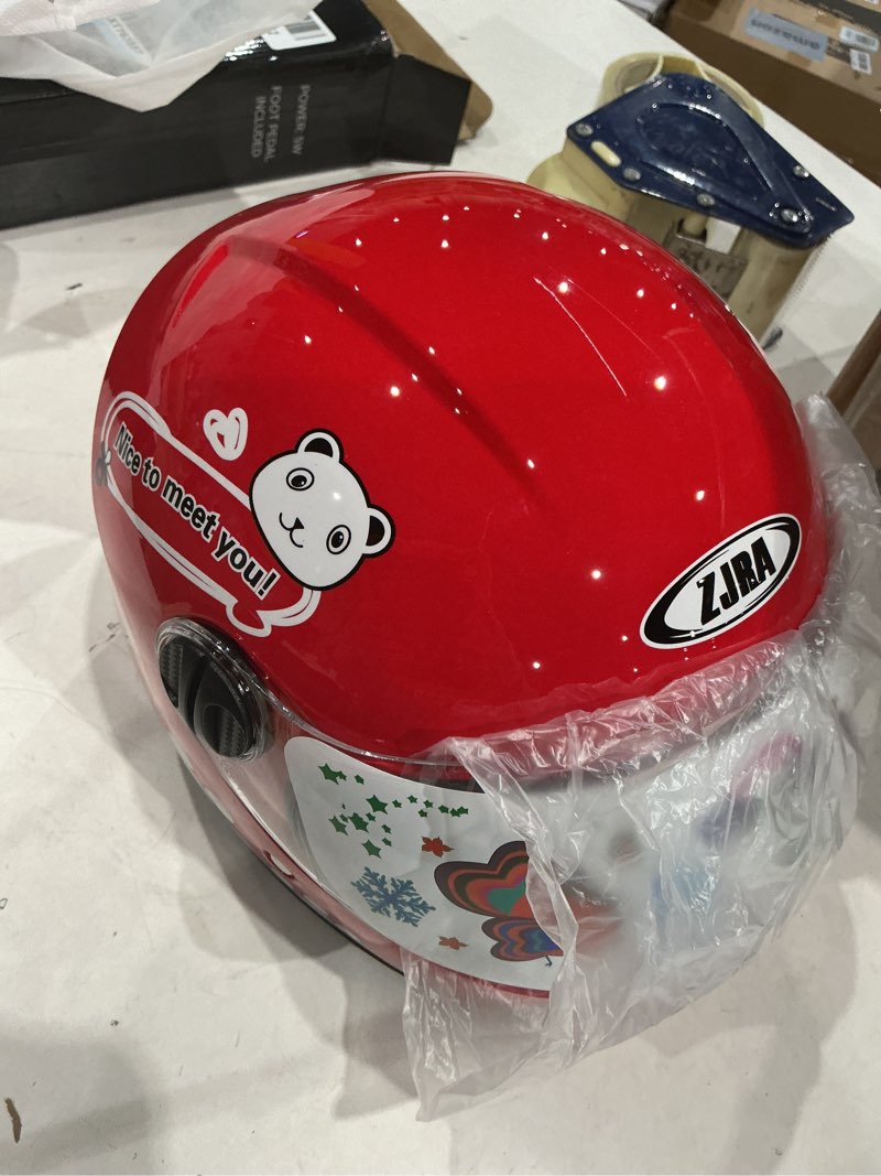 Condition photo showing Good Condition for kids bike helmet with gloves, for pedal scooter, motorcycle, atv, quad bicycle, suitable for ages 3-6 red