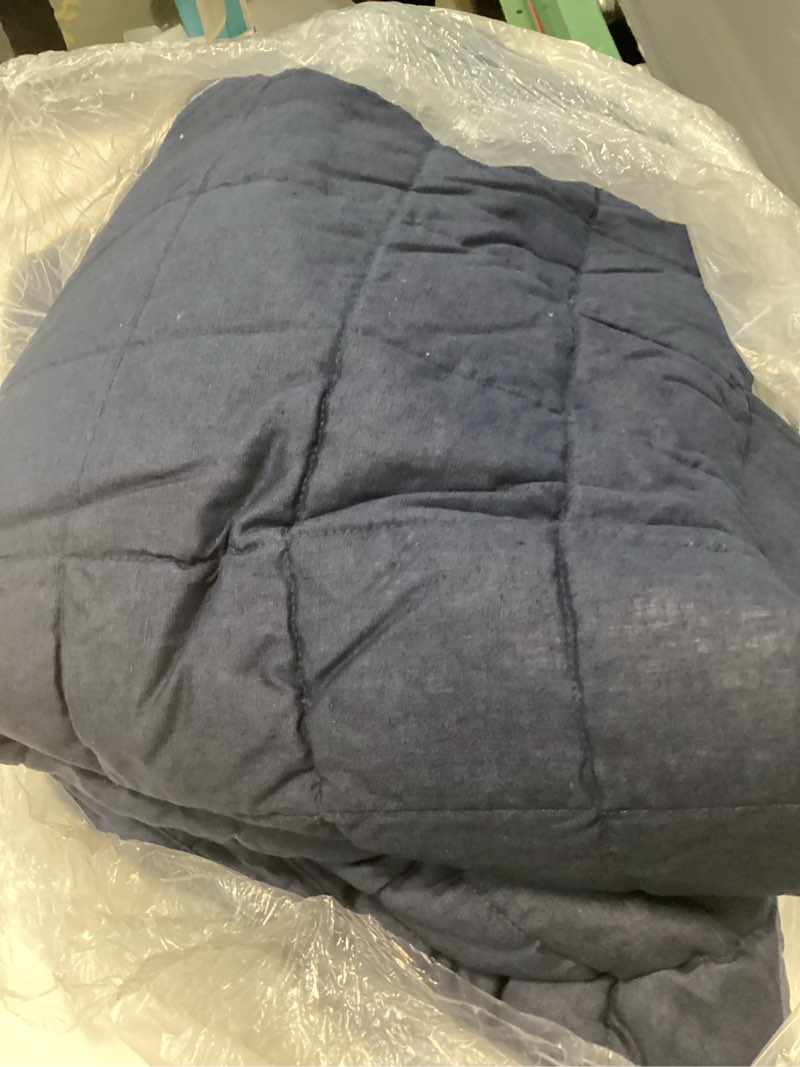 Condition photo showing Good Condition for european linen box quilt, twin, navy