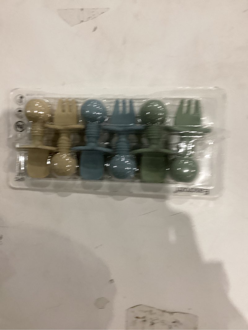Condition photo showing New/Like New for Baby Spoons and Forks Feeding Set, 6 Pack Silicone First Stage Self Feeding Toddler Utensils, BPA Free, Baby Led Weaning Supplies for Training Spoons Blue