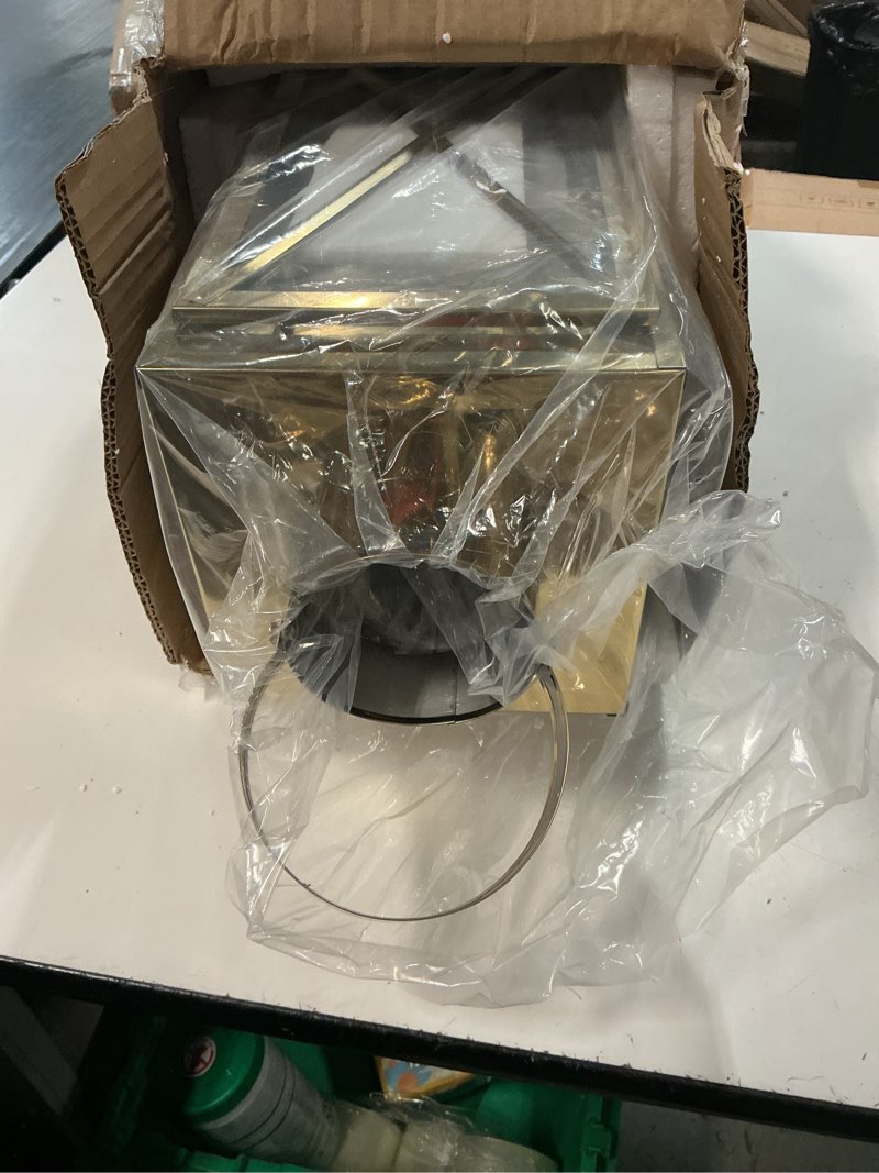 Condition photo showing Good Condition for trirocks gold stainless steel lantern set of 3-square elegance 8/12/16 inch opulent metal candle lanterns candle holder with tempered glass for home garden indoor outdoor decor celebratory everyday