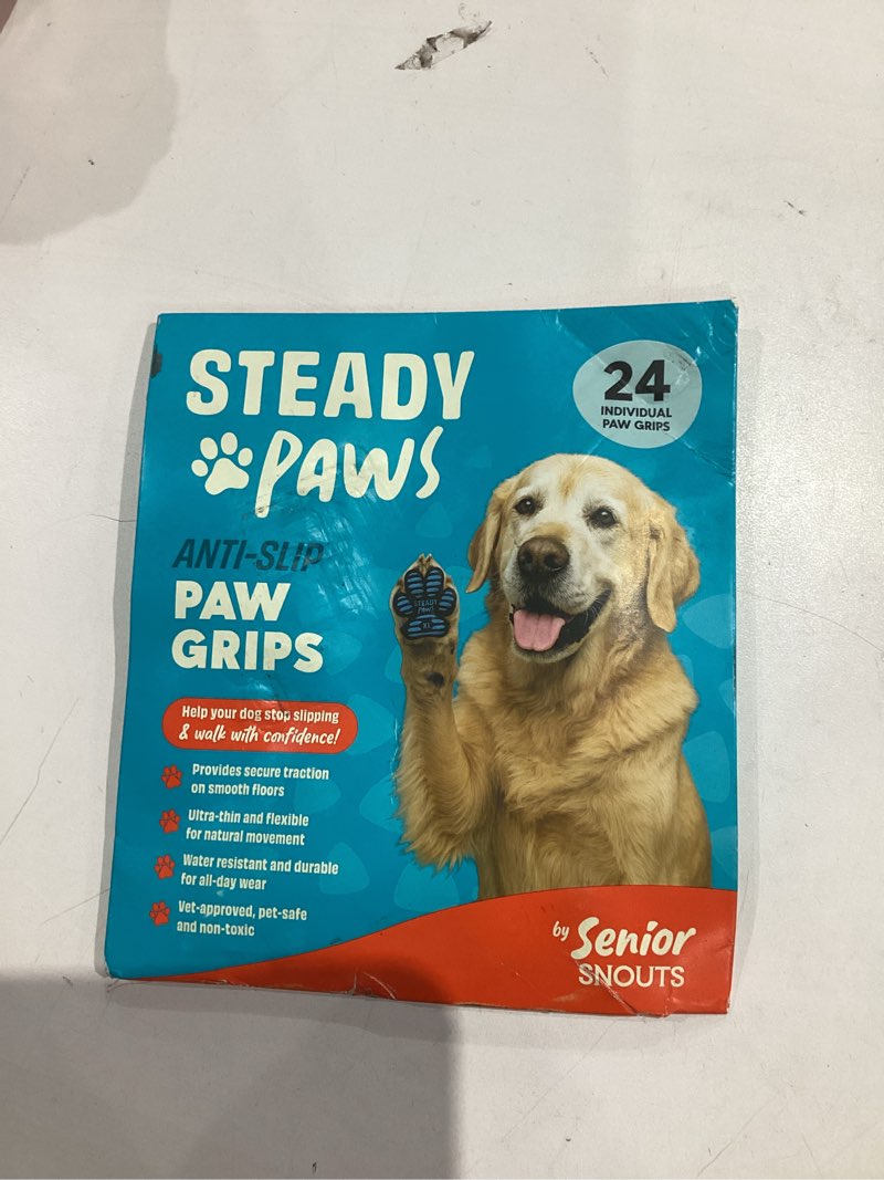 Condition photo showing New/Like New for Anti-Slip Paw Stickers for Dogs Feet - Non-Slip Paw Pads for Traction on Hardwood & Tile Floors - Breathable Adhesive Friction Foot Grips for Senior & Injured Dogs – 24 Pads (Size XXL)