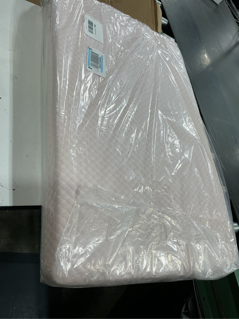 Condition photo showing New/Like New for dourxi mini crib mattress, 38x24x4 inch dual sided comfort gel memory foam, breathable premium baby mattress for mini and portable cribs w/removable outer cover - white&pink