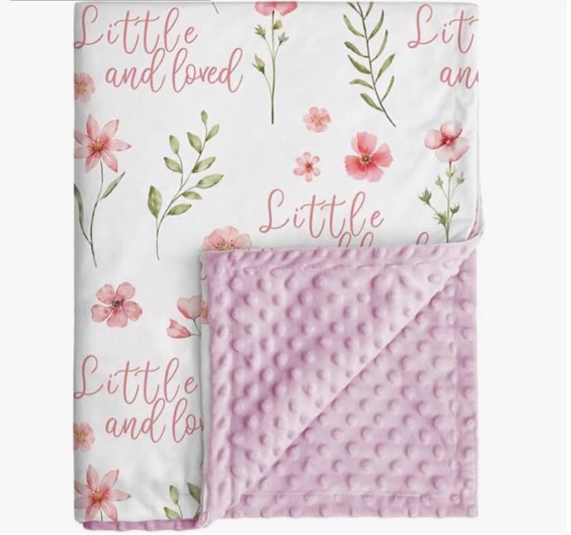 Floral Baby Blankets for Girls - Super Soft Nursery Minky Blanket, Newborn Baby Blanket with Double Layer Dotted Backing, Pink Lightweight Bed Throw Blanket, 30 x 40 Inch A Pink Floral 30 x 40 Inch ( Micro Minky )