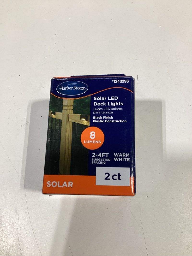 Condition photo showing As Is for harbor breeze solar matte black led outdoor deck light 2 -pack