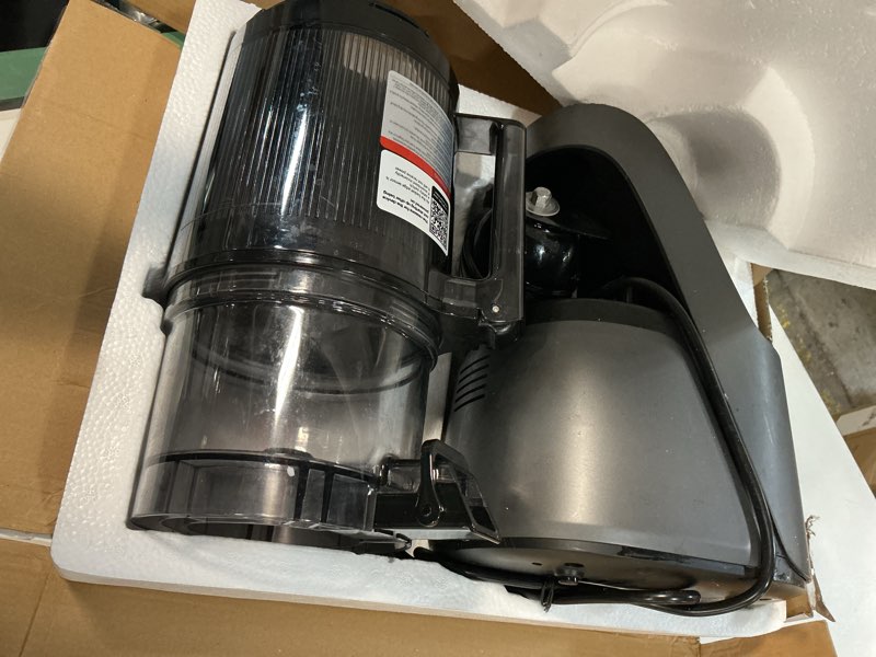 Condition photo showing As Is for canoly c16 cold press juicer, 6" extra wide feed chute, 3-in-1 strainers (juice & sorbet & nut milk), powerful ac brushless motor, self precut system, juicer machines with bpa-free (space gray)