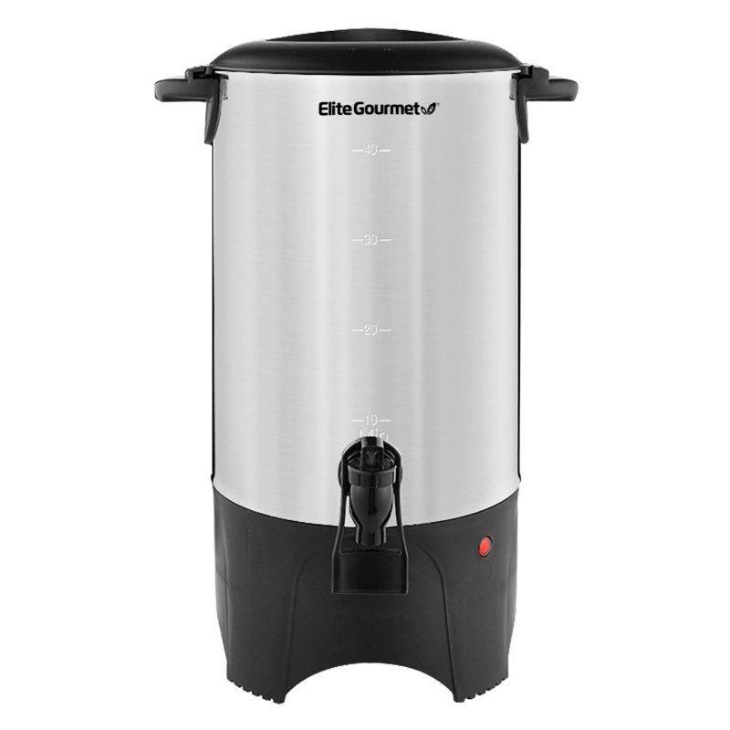 Elite Gourmet CCM040 Stainless Steel 40 Cup Coffee Urn Removable Filter For Easy Cleanup, Two Way Di