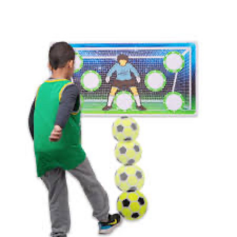 Indoor Soccer Game Set, Kick and Stick Removable 2ft x 4ft, Improve Ball Skills, Soccer Training Vinyl Wall Mat, Includes Soccer Ball, Ball Pump – Indoor Games for Kids 5-12 Year Old – Easy Setup