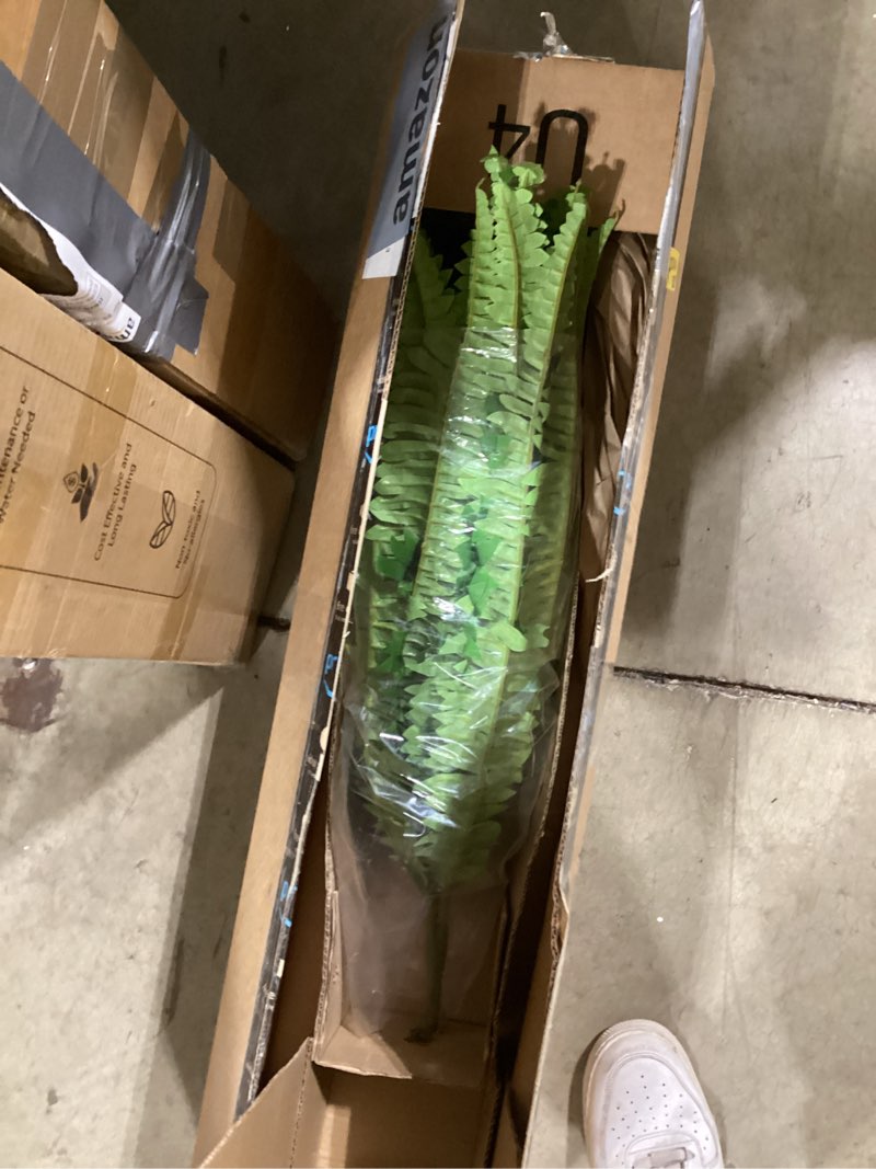 Condition photo showing Good Condition for single silky artificial boston fern bush, 49inch large artificial ferns for outdoors, large faux ferns artificial plants,suitable for decorating office, living room faux greenery,95branches