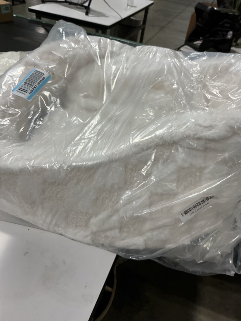 Condition photo showing Good Condition for joydeco cloud dog bed for small dogs & cats, washable pet bed with orthopedic foam and removable checkered plush pad, non-slip bottom for indoor puppies and kittens, 22x20 inch, white white 22"l x 20"w x 12"th
