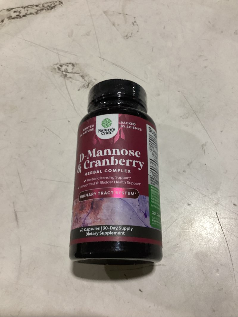 Condition photo showing As Is for d mannose with cranberry supplement - potent d mannose 1000mg capsules for kidney defense support & cleanse and urinary tract health for women & men - bladder health supplement for adults - 60 count 60 count (pack of 1)