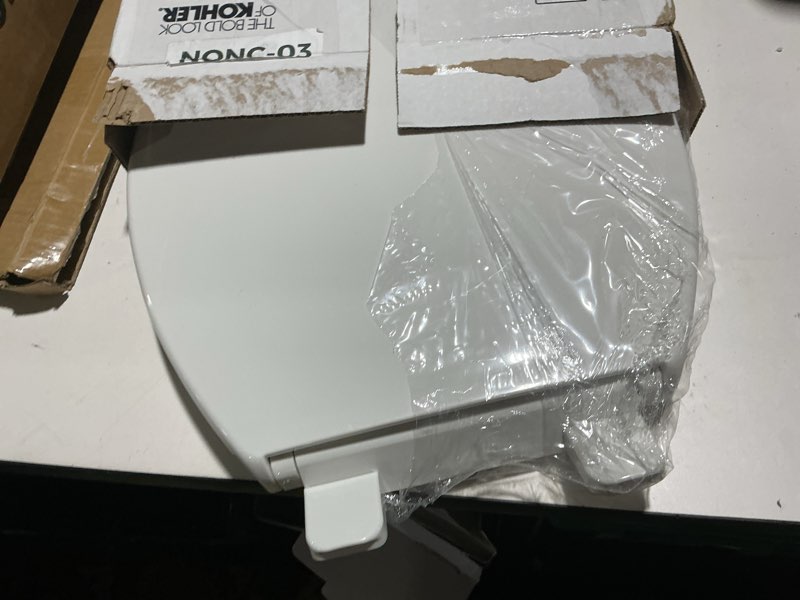 Condition photo showing Good Condition for KOHLER 20111-0 Brevia, Slow Close Toilet Seat, Round Toilet Seat, Grip-Tight Bumpers Quick-Attach Hardware, White White Round Quiet-Close