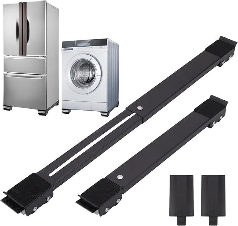 BeNisin Adjustable Appliance Dolly with 360° Wheels, 2-Piece Heavy Duty Metal Base, Mobile Stand for