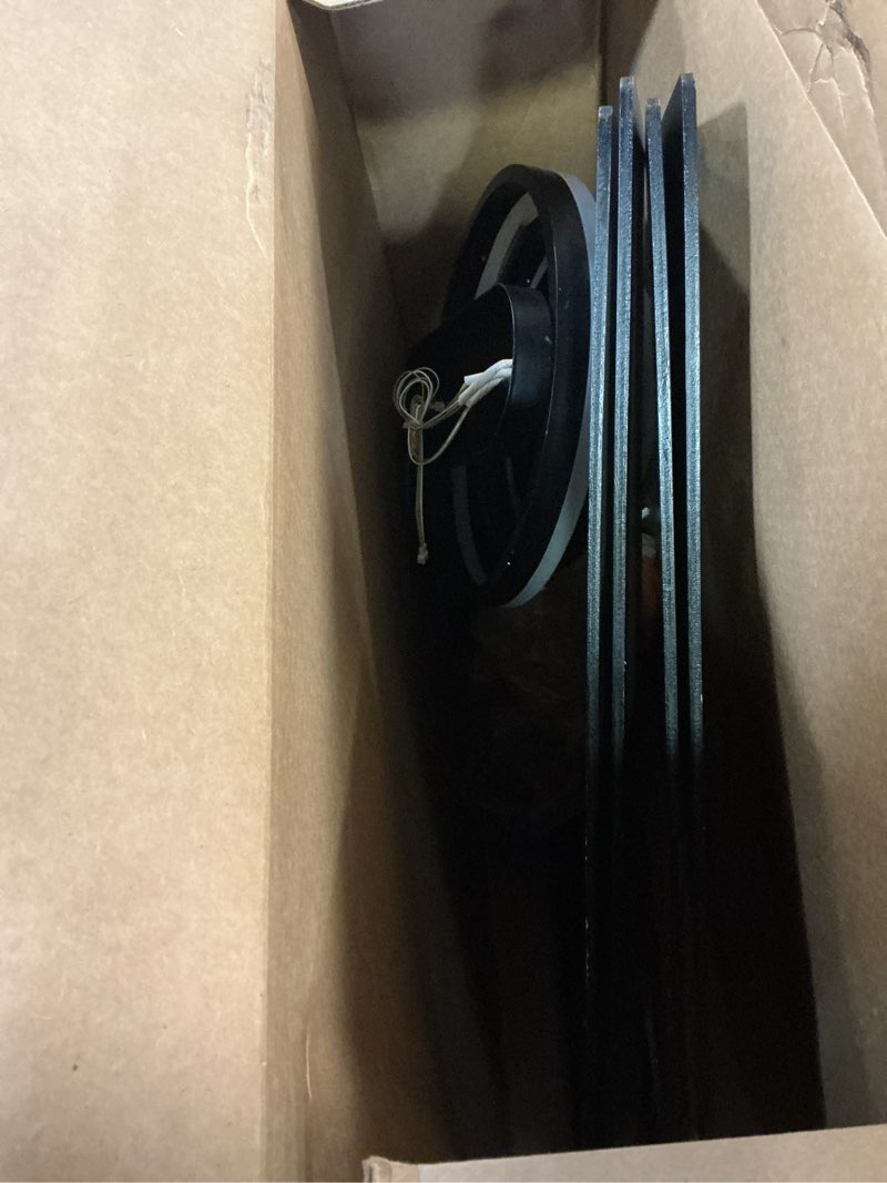 Condition photo showing As Is for Black 72 Inch Ceiling Fans with Lights and Remote Reversible Quiet DC Motor 6 Speed LED Big Large Modern Chandelier Ceiling Fans for Living Room Bedroom