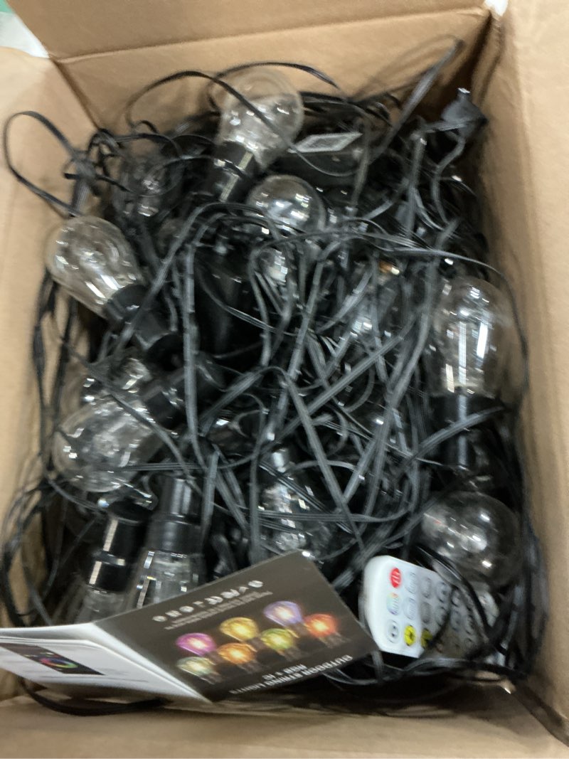 Condition photo showing New/Like New for outdoor string lights,200ft smart rgb+ic patio lights with shatterproof led bulbs ,outside light dimmable patio for decor diy ip67 waterproof ,courtyard, garden,holiday,led lights more scene modes