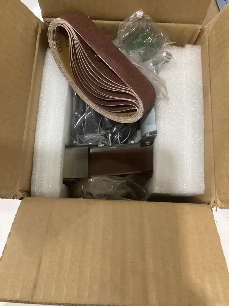 Condition photo showing Good Condition for Mini Belt Sander, 7 Adjustable Speed Electric Knife Sharpener, 15 Degree Belt Grinder, Power Belt Sander for Metal Working and Woodworking 3 Features