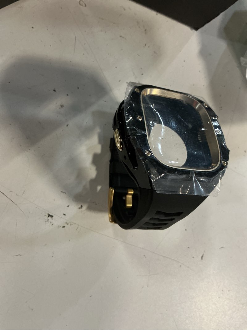 Condition photo showing As Is for rugged bumper band with case for apple watch ultra 3 2 1 49mm?1-second quick installation? - shockproof & scratch resistant compatible with iwatch ultra 3/2/1 men gifts ultra 3/2/1 - 49mm matte black & gold metal