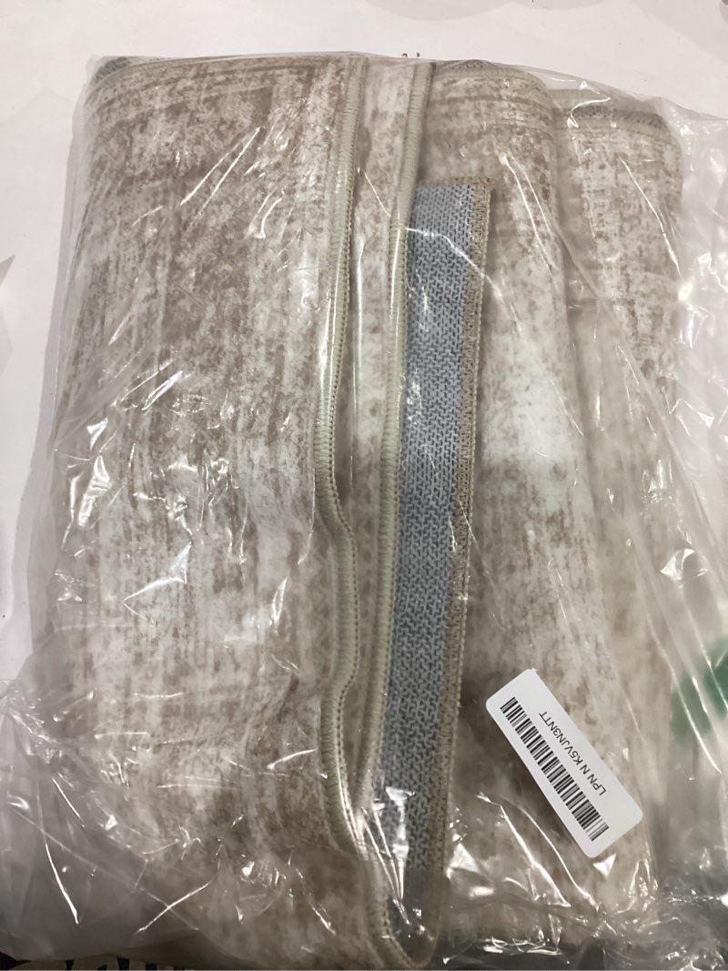 Condition photo showing As Is for Runner Rug 2'6" x 12' Washable Non-Slip Runner Rugs for Kitchen Bathroom Laundry Room Vintage Ultra Thin Runners for Hallway Entryway Beige Beige 2'6" x 12' (Runner)