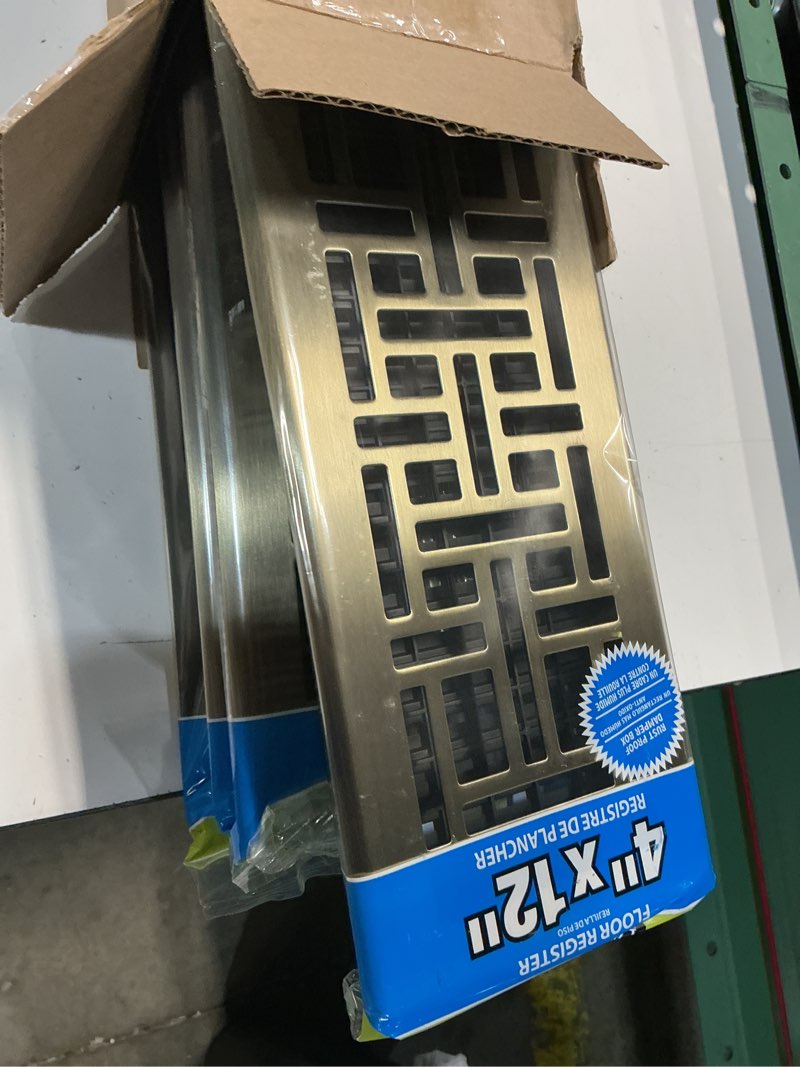 Condition photo showing New/Like New for decor grates (4-pack) ajh412-a oriental floor register, 4x12 inches, antique brass finish antique brass finish 4x12 4 pack