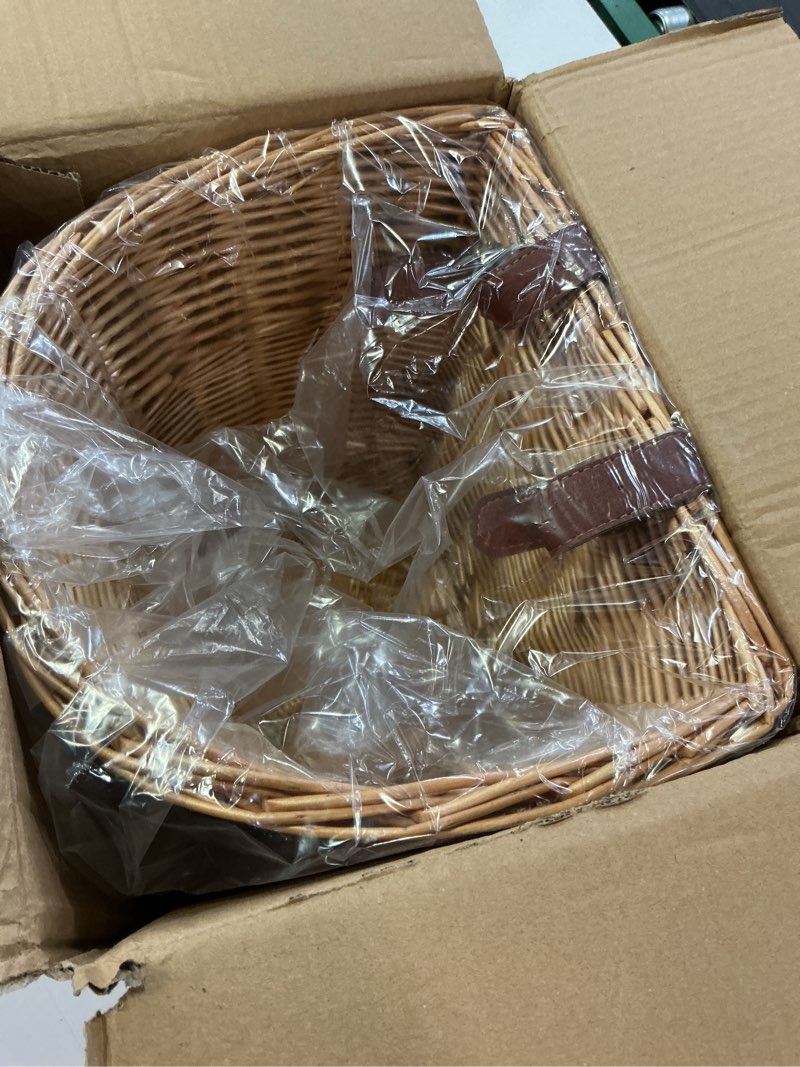 Condition photo showing Good Condition for prosource wicker bike basket front cargo for women and men, fits most bicycles, beach cruisers, stationary equipment, and ebikes, light brown wicker beige