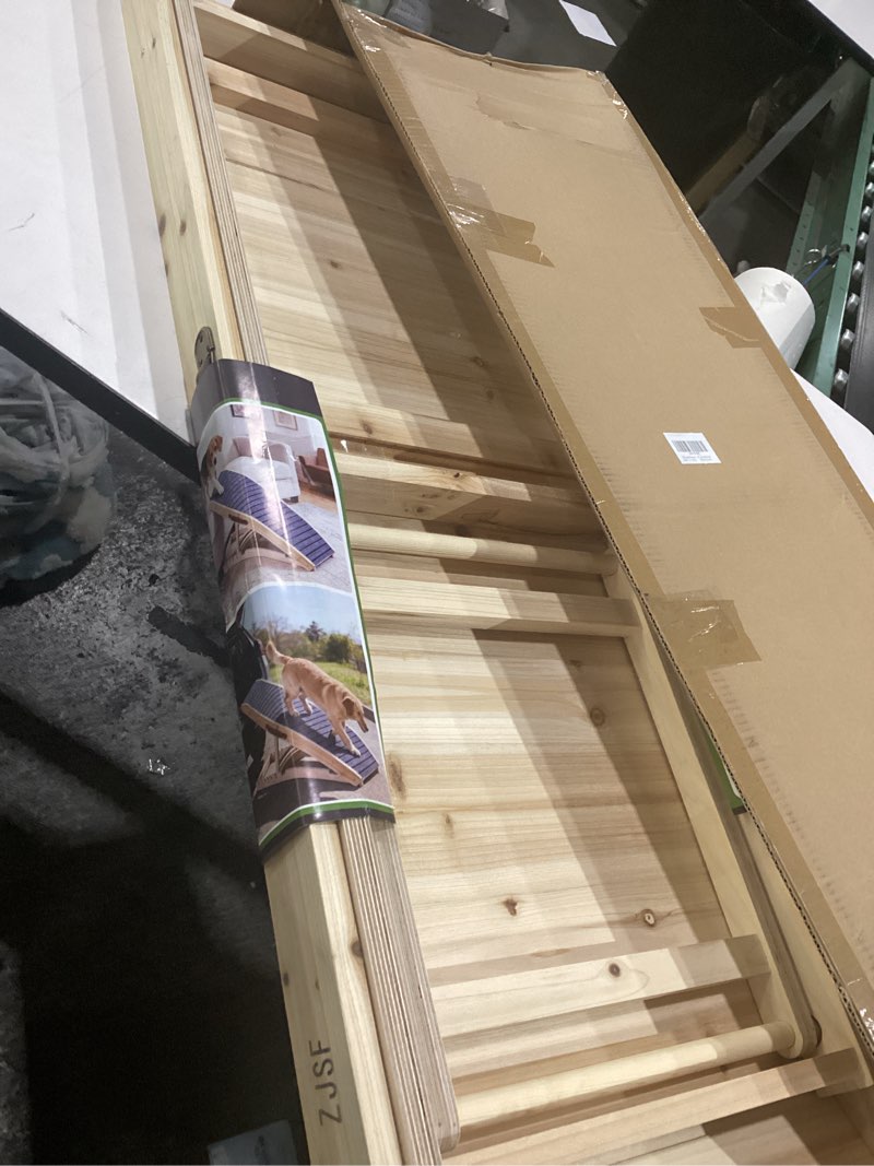 Condition photo showing New/Like New for zjsf foldable wooden dog ramp for high bed, dog stairs for small dogs, high traction platform with 6 adjustable heights (14"-28"), 48" l, supports up to 200 lbs 48"l x 16.5"w
