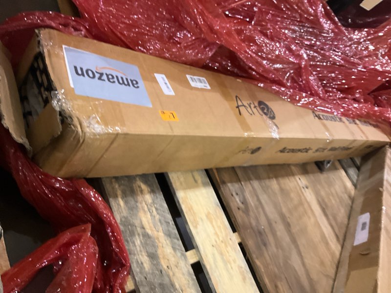 Condition photo showing Good Condition for Art3d 2-Pack Acoustic Wood Slat Wall Panel with Roll-Flat Design - 95.3 x 23.8 Inch Sound Absorbing Panels for Living Room Columns Corridor Curved Wall Decor, Ebony 2-Pack - 95.3 x 23.8 Inch Ebony