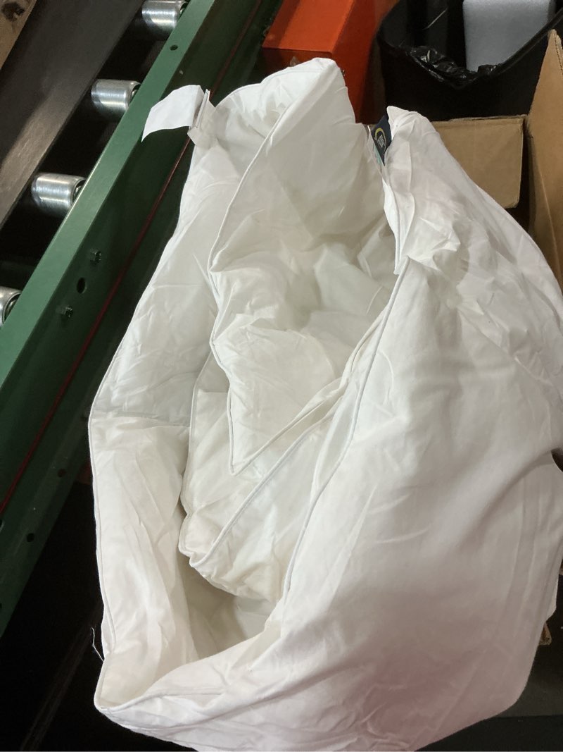 Condition photo showing Good Condition for Serta Down Fiber Comforter King Size-Extra Warmth Duvet Insert, Luxury Fluffy Bed Comforter 100% Cotton 300 Thread Count Shell, Down Feather Fiber 500 Fill Power with Corner Taps, White 106x90inch
