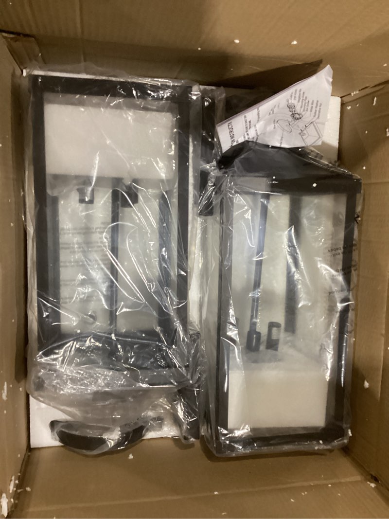 Condition photo showing Good Condition for 2 Packs 24" Extra Large Outside Wall Light Fixture 3-Light, Black Outdoor Porch Lantern Wall Mounted, Waterproof Modern Outside Wall Sconce Coach Lamp for House, E12