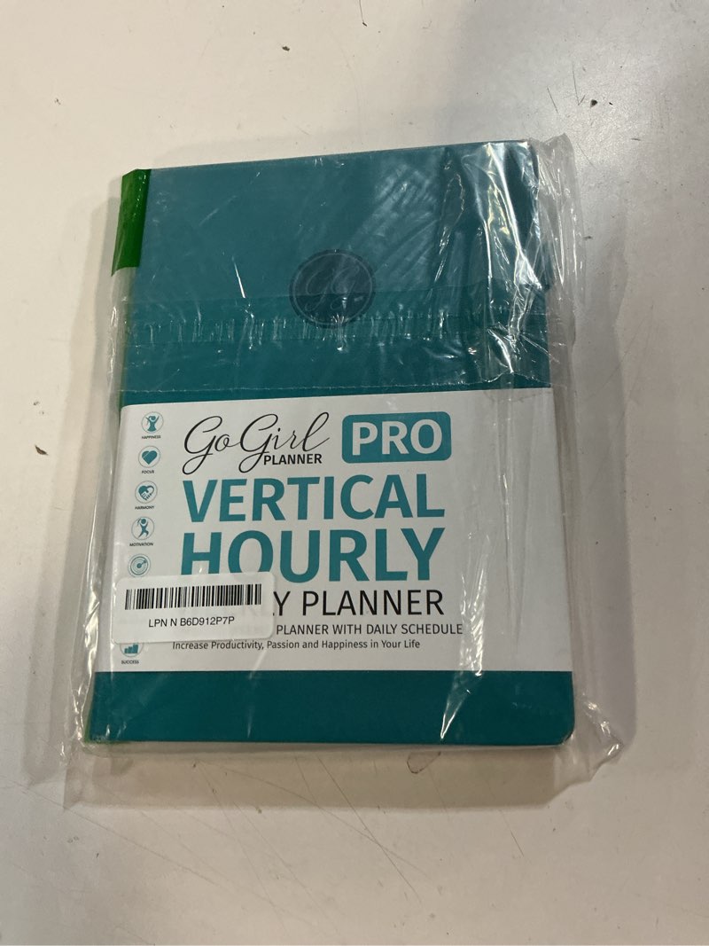 Condition photo showing New/Like New for gogirl planner pro schedule - undated planner with hourly time slots, monthly, weekly & daily organizer, appointment book for time management, 7"x10" hardcover, lasts 1 year - turquoise turquoise smaller than a4 (7"x10'')