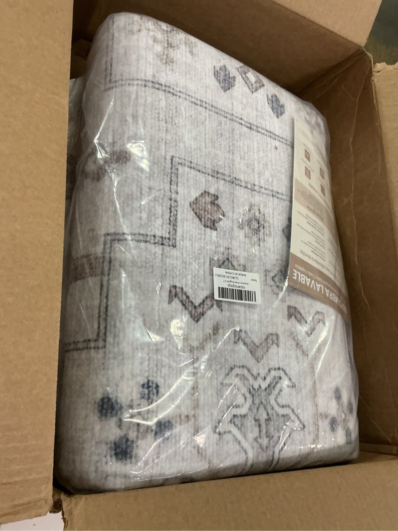 Condition photo showing New/Like New for Lessymo 8x10 Area Rugs for Bedroom, Large Washable Rug for Living Room Dining Home Office, Soft Non-Slip Vintage Floral Neutral Carpet, Boho Neutral Farmhouse Decor, Taupe Grey Taupe Grey 8' x 10' (Rectangular)