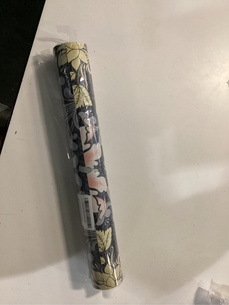 Condition photo showing New/Like New for Abyssaly Vintage Floral Peel and Stick Wallpaper, Dark Green Mid Century Moody Contact Paper, Removable Self-Adhesive William Morris Flower Wall Murals for Bathroom Bedroom Home Decor 17.3in x 393.7in 17.3" x 393.7" Dark Green Pink