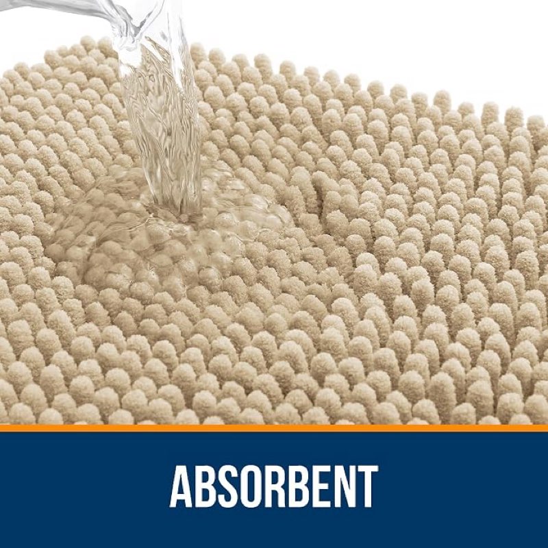 olanly long bathroom rugs runner 47x20, thick soft and absorbent chenille bath mat, non-slip, machin