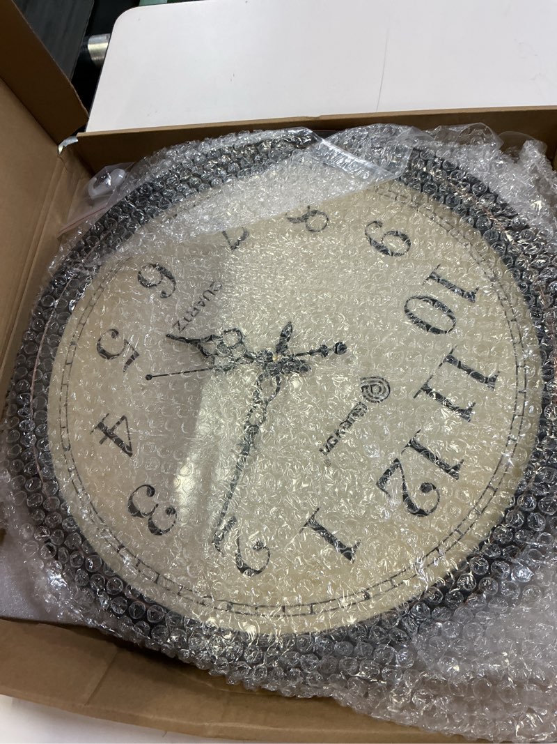 Condition photo showing Good Condition for geevon vintage wall clock, silent 16" non ticking retro round clock quartz decorative battery operated wall clock for kitchen,office,classroom,bedroom,living room decor brown 1 16 in