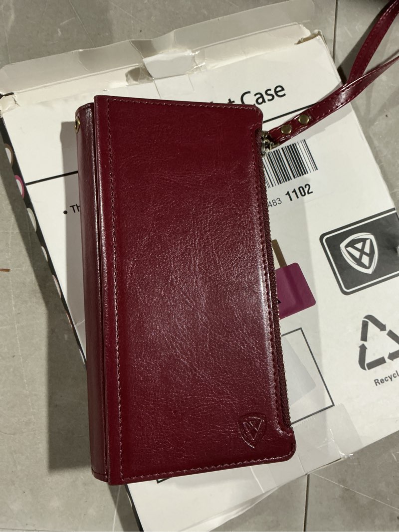Condition photo showing Good Condition for xcasebar compatible with ?samsung galaxy s26 ultra wallet case with zipper credit card holder?rfid blocking?,flip folio book pu phone case shockproof cover women men for samsung s26ultra case wine red