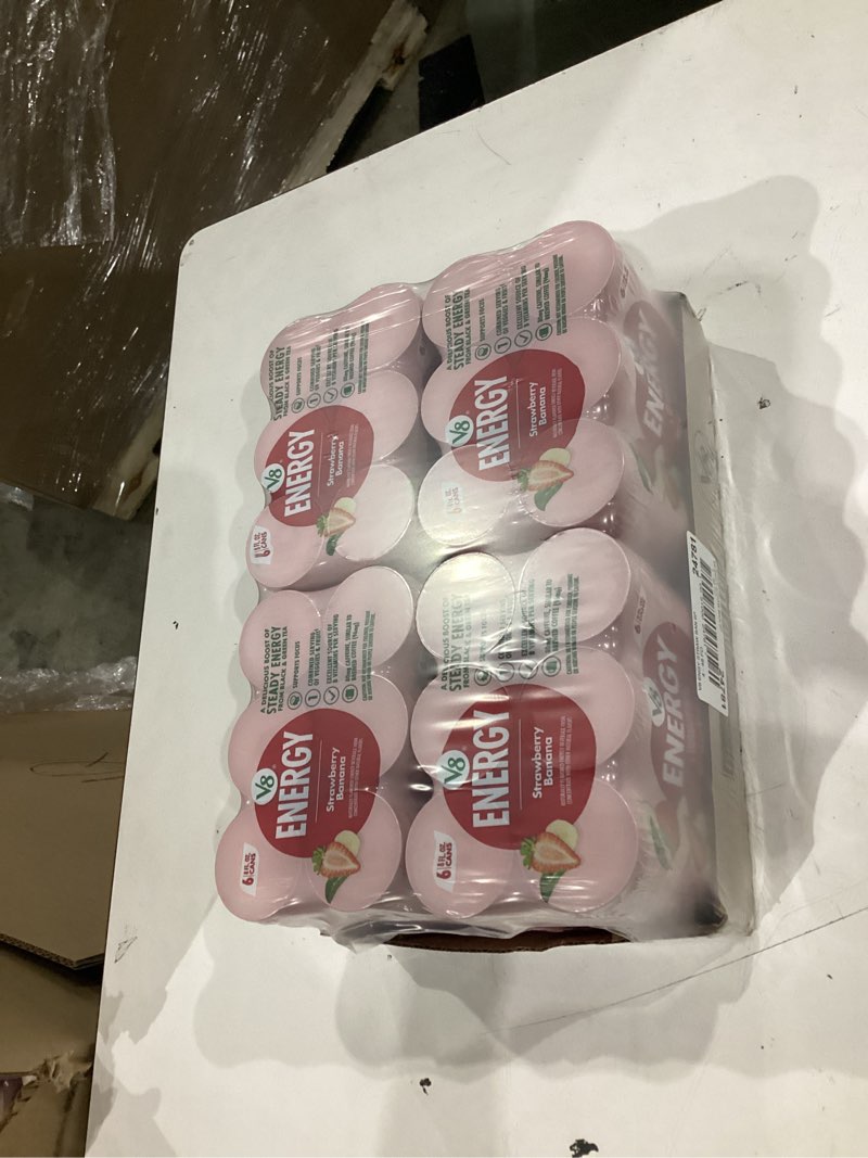 Condition photo showing New/Like New for v8 energy strawberry banana juice energy drink, 8 fl oz can (24 pack) strawberry banana pack of 24 (8 fl oz)