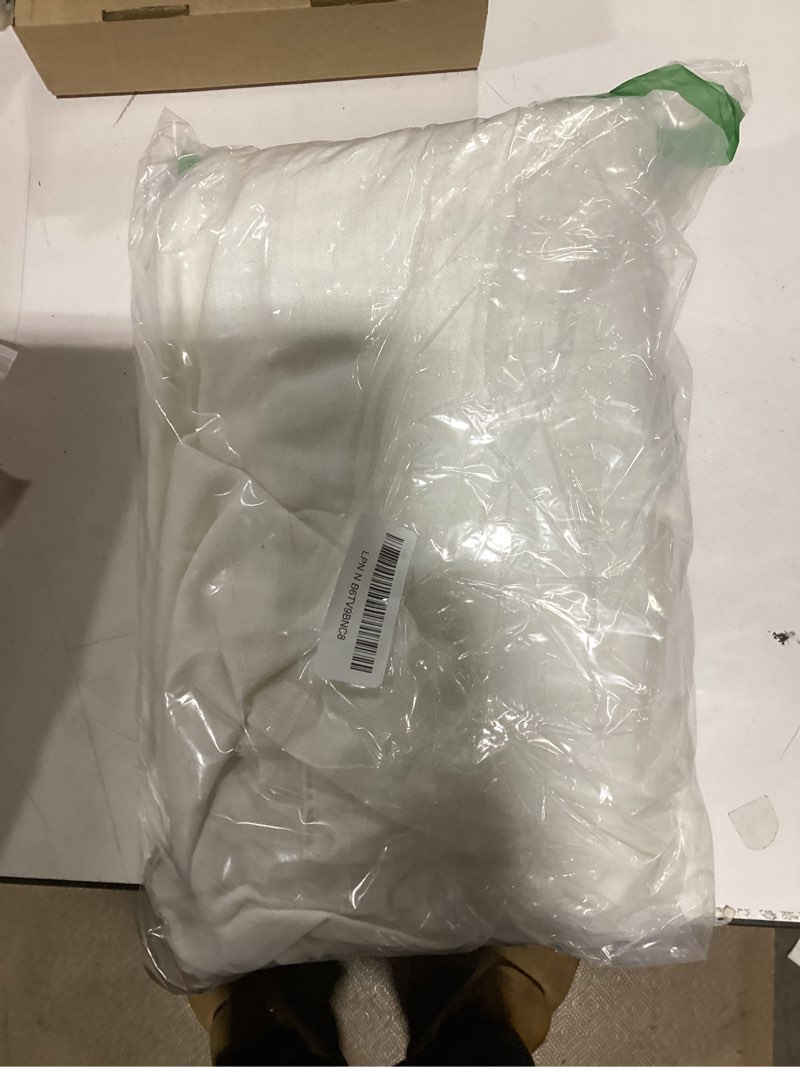 Condition photo showing As Is for jinchan linen blend curtain 96 inch length 1 panel for sliding door, light filtering 100 inch extra wide farmhouse drape with rod pocket back tab(100w x 96l, off white) 100"w x 96"l (pack of 1) *off white