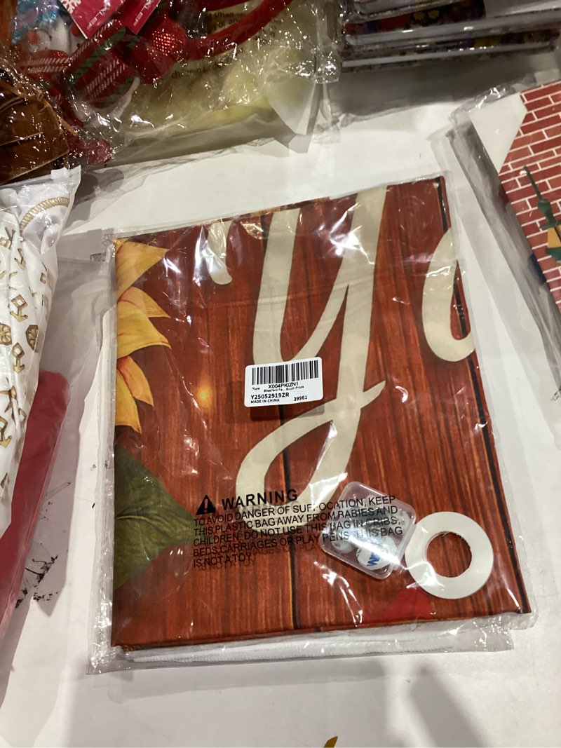 Condition photo showing New/Like New for Fall Welcome Door Cover Thanksgiving Backdrop Sunflower Pumpkin 71x35 Inch Rustic Happy Fall Y’all Banner for Autumn Party Decorations Sign for Porch Wall Decor Photo Booth Props Orange Happy Fall Y’all