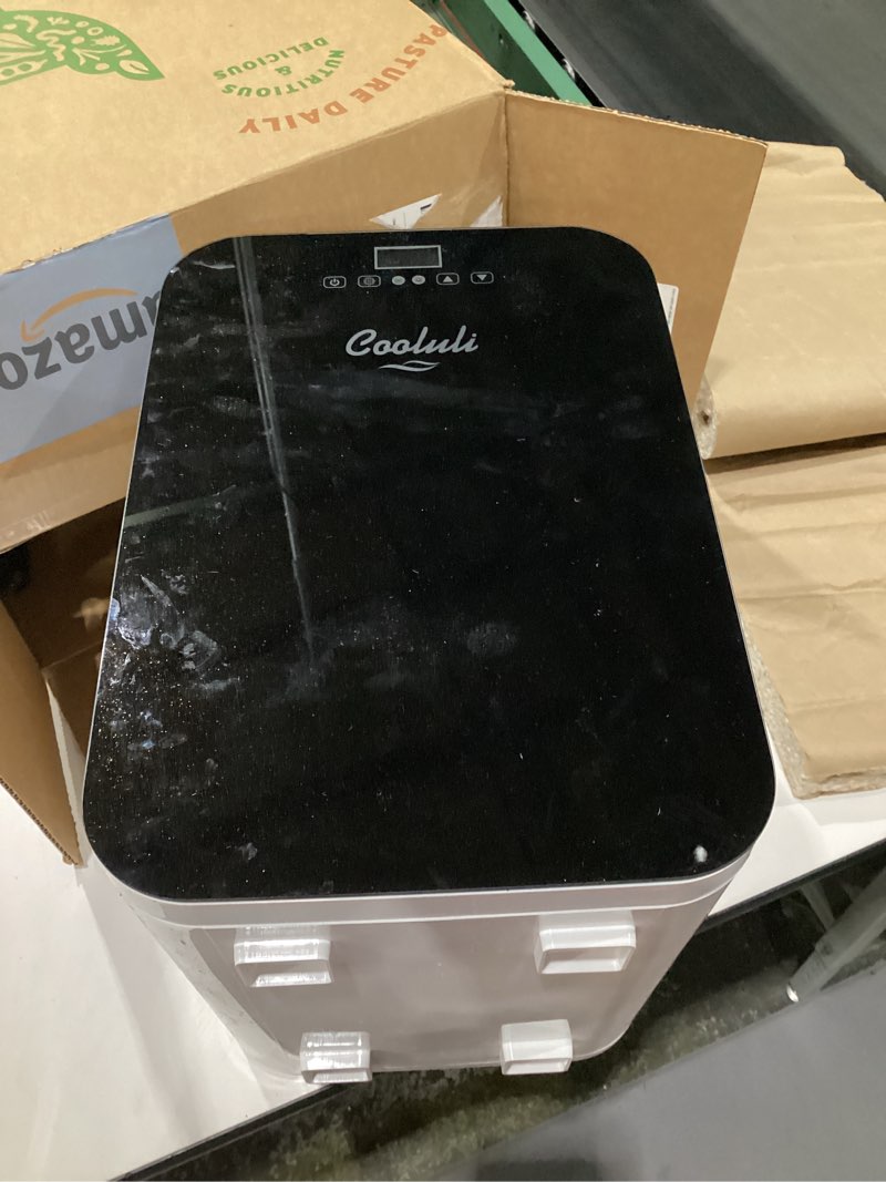 Condition photo showing As Is for CROWNFUL Mini Fridge, 4 Liter/6 Can Portable Cooler and Warmer Personal Refrigerator for Skin Care, Cosmetics, Beverage, Food,Great for Bedroom, Office, Car, Dorm, ETL Listed (White), SIMILAR TO STOCK PHOTOS, NOT EXACT 