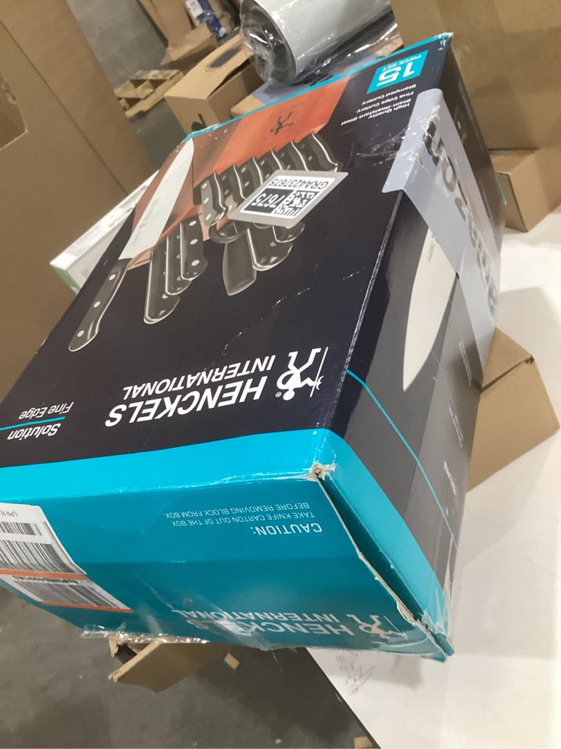 Condition photo showing As Is for HENCKELS Solution Razor-Sharp 15-Piece Knife Set with Block, German Engineered Knife Informed by over 100 Years of Mastery