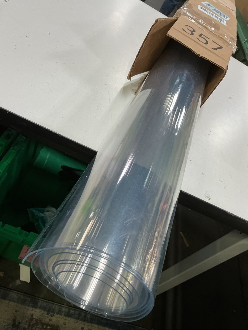 Condition photo showing Good Condition for clear table protector 42 x 84 inch, 1.4mm thick waterproof pvc plastic table cover, durable table pad for dining room, kitchen, writing desk, and coffee tables 42 x 84 inch rectangle clear 1.4mm
