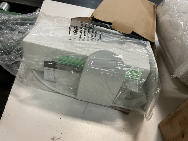 Condition photo showing As Is for orless metal large ironing board holder wall mount, ironing board hanger, iron board holder, iron board hook wall mount, for laundry rooms (white)